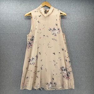 Gentle Fawn Women's Large Peach Floral Sleeveless Tank Dress Beige Black Pink